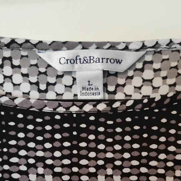 Womens Croft & Barrow Polka Dot Textured Blouse Size Large - Picture 3 of 5